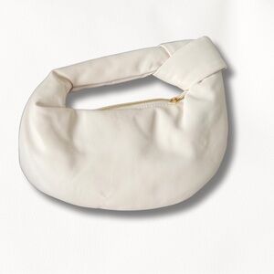 Melie Bianco Cream Clutch with Gold Accent